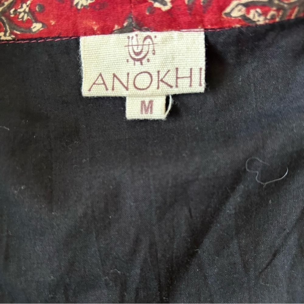 Anohki Red Peplum Tie Front Cotton Blouse with Tassels SZ M - Picture 6 of 6